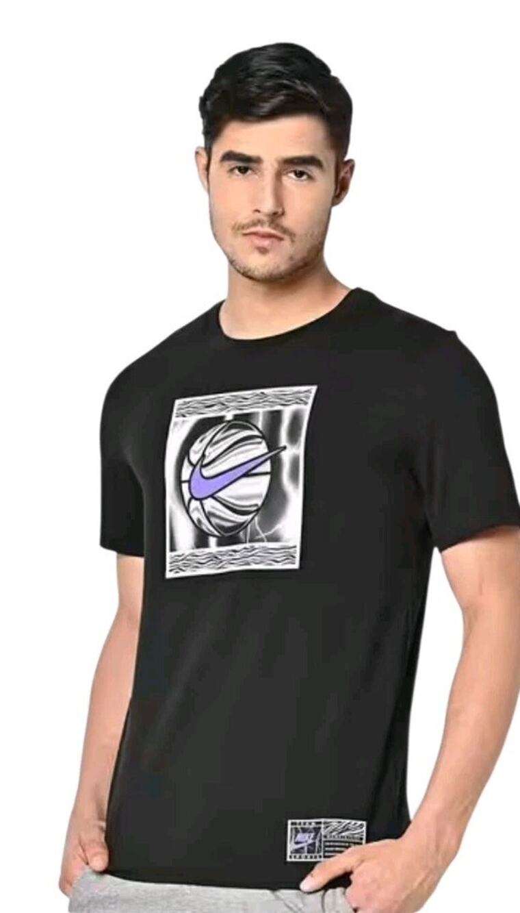 Nike The Tee Shirt Mens XL Black Purple Swoosh Logo Short Sleeve Basketball Gym